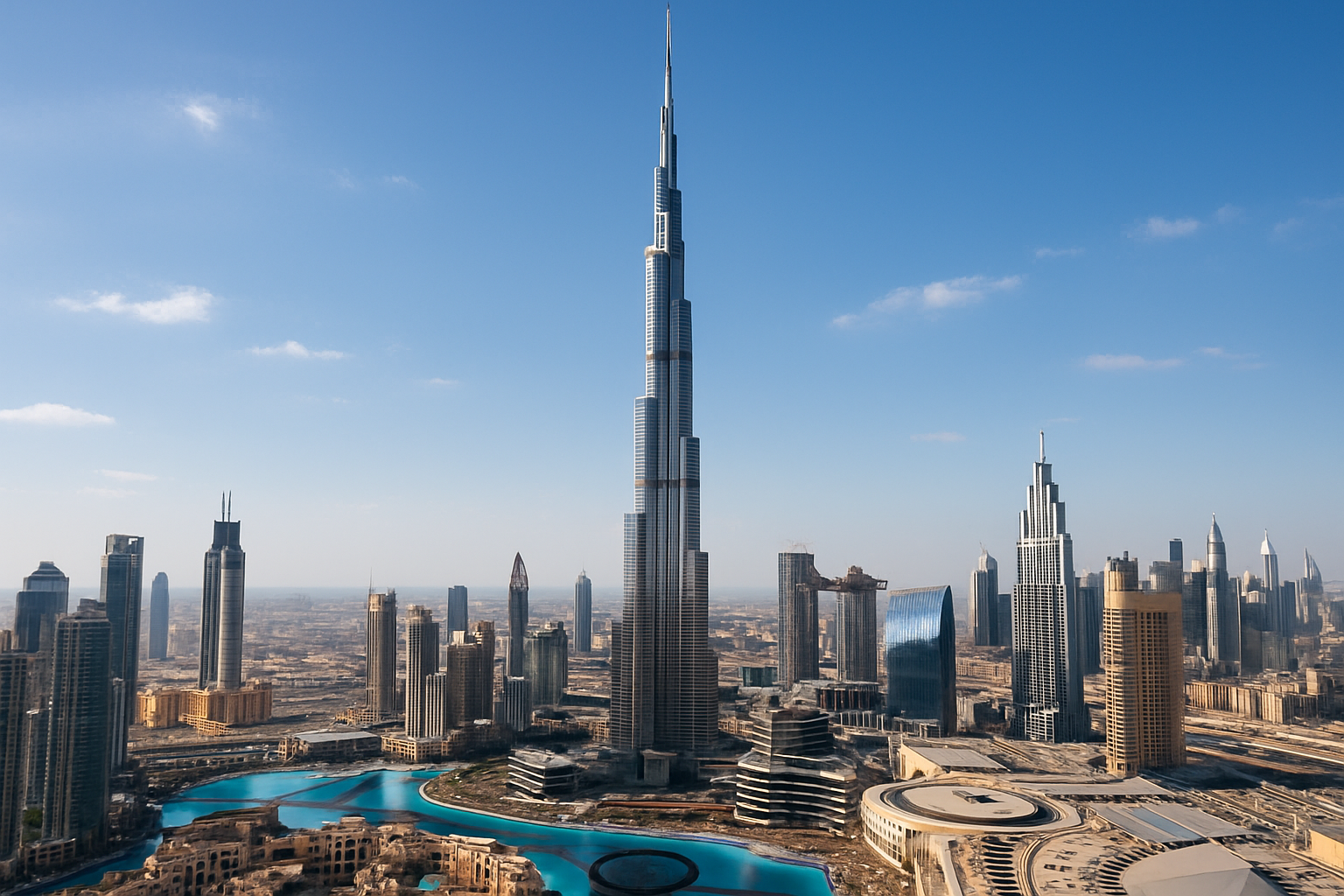 Burj Khalifa towering over the Dubai skyline